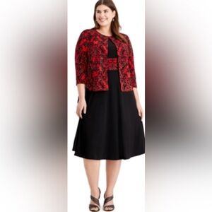 Jessica Howard Size 14W Knee Length Sleeveless Dress with 3/4 Sleeve Overpiece